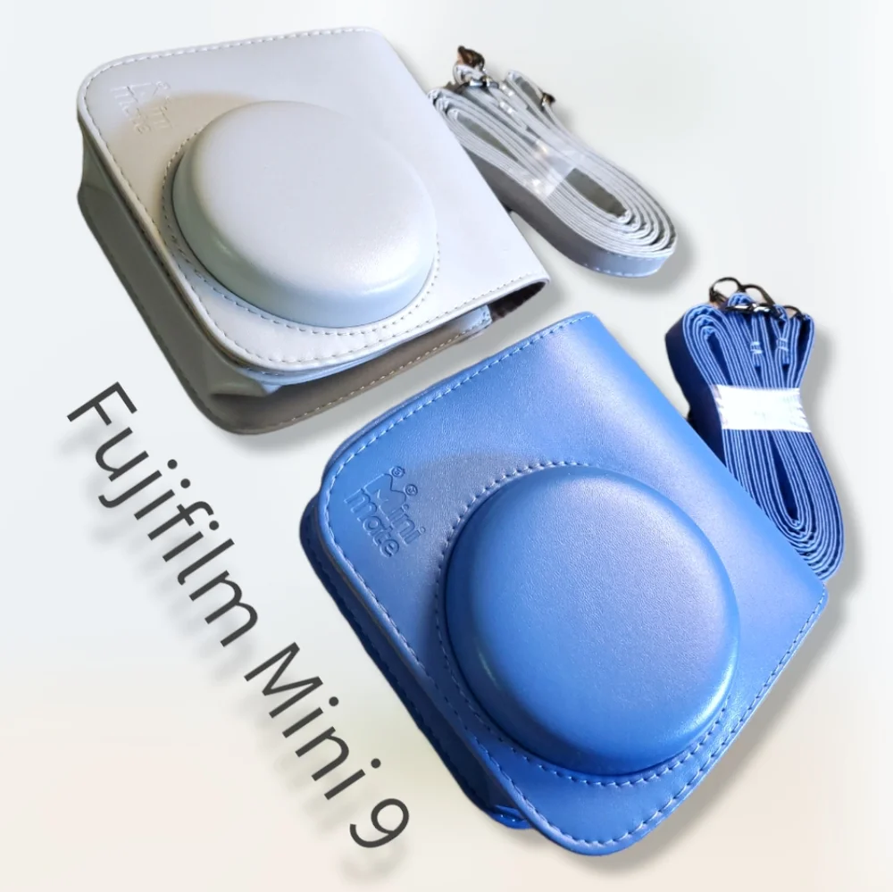 2 Pack Minimate Fujifilm Instax Mini 9 Case Blue and Light Grey Set Bag New - Picture 1 of 3